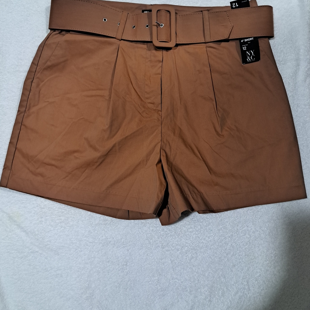 New York & Company Brown High Waist Tailored Shorts